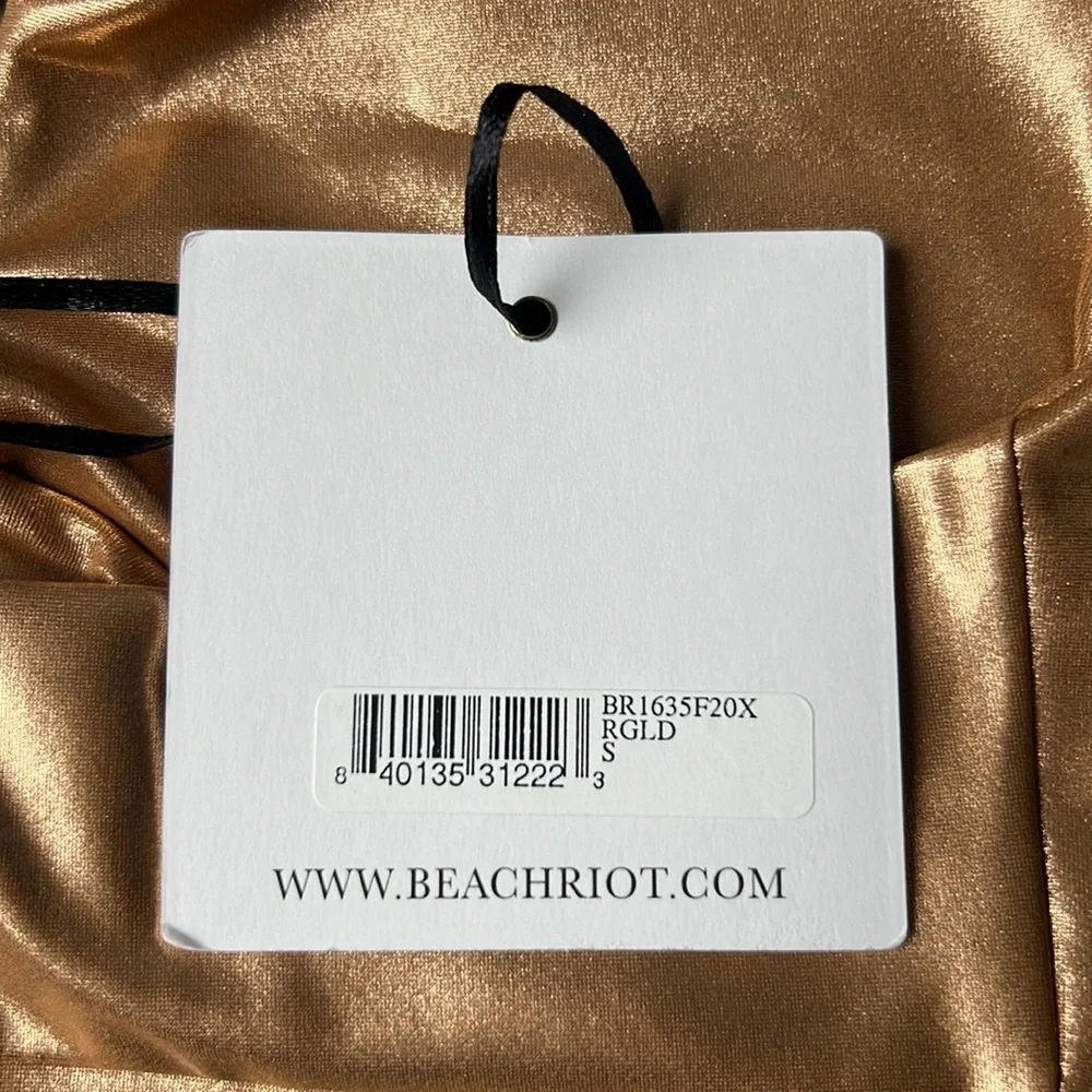 Beach Riot Metallic Rose Gold Nicolette Bra/Cropped Top Sz S NWT